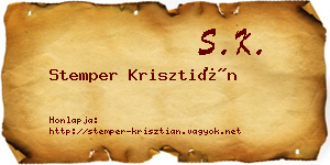 Stemper Krisztián névjegykártya